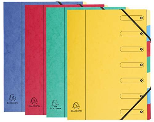 Exacompta Archivo multiparte Harmonika -Tamaño de 24,5 x 32 cm, apto para documentos A4, 7 secciones con pestañas multicolores, cubierta de cartón prensado premium-Colores surtidos (paquete de 1)