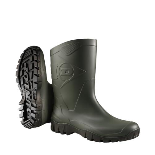 DUNLOP Botas de caucho Dee Calf – Botas de agua de caña media para mujer y hombre – Impermeables, ligeras y cómodas – Verdes – Tallas 47
