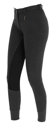 Covalliero Pantalones de Montar Economic, Talla 44, Negro, algodón, Elastano, elásticos, Antideslizantes, Bolsillo con Cremallera