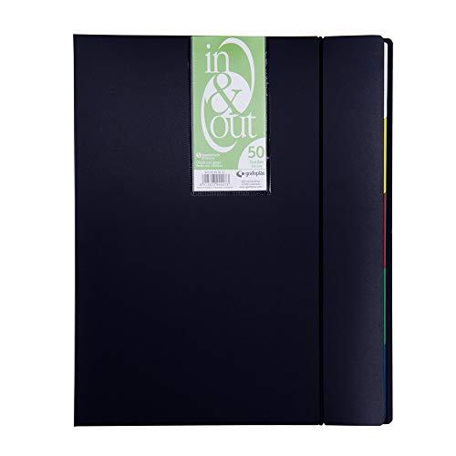Grafoplas 39405010－Carpeta fundas extraibles, tamaño A4, color negro, 50 fundas
