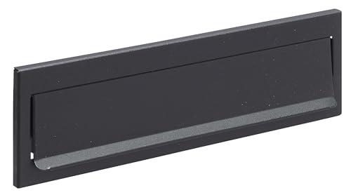 ARREGUI C604 Bocacartas de Acero para Puertas o Verjas en el Exterior, Bocacartas Exterior, Boca de 23 x 3 cm, Resistente a la Intemperie, Fácil de Instalar, Medidas 24,8 x 7,3 cm, Negro Texturado