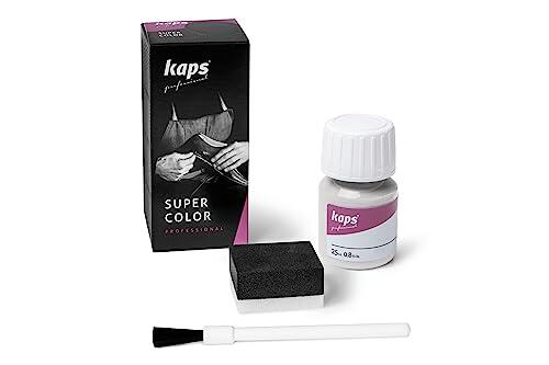 Tinte para Zapatos y Bolsos de Cuero y Textil con Esponja y Brocha, Kaps Super Color, 70 Colores (101 - blanco)
