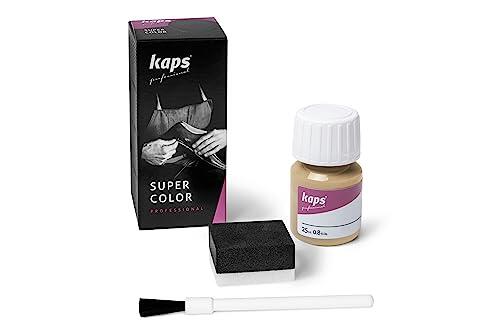Tinte para Zapatos y Bolsos de Cuero y Textil con Esponja y Brocha, Kaps Super Color, 70 Colores (130 - beig)