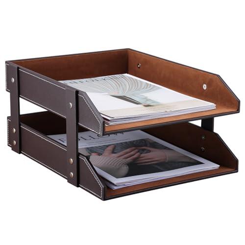 KINGFOM TM bandeja correo A4 pie (Marrón, 2 Schubladen)