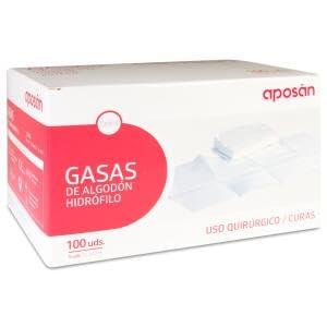 Aposán Gasas Estériles de Algodón Hidrófilo 100 unds