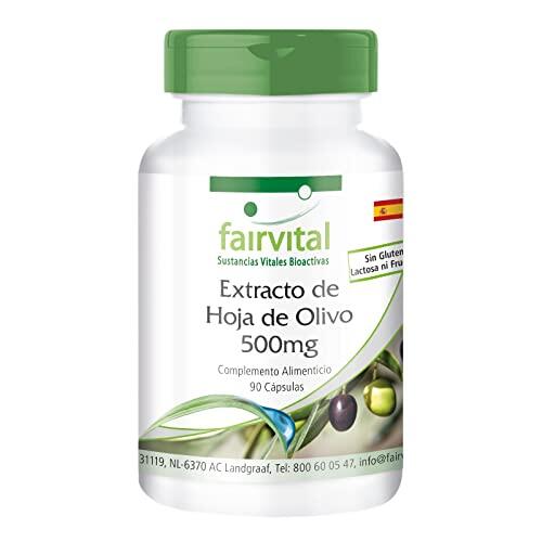 fairvital Extracto de hoja de olivo 500mg, 90 cápsulas, ALTA DOSIS con un 20% de oleuropeína, VEGANO, Olea europaea