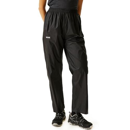 Regatta Pantalones Packaway Impermeable, Transpirable y Ligero Overtrousers, Mujer, Black, XL