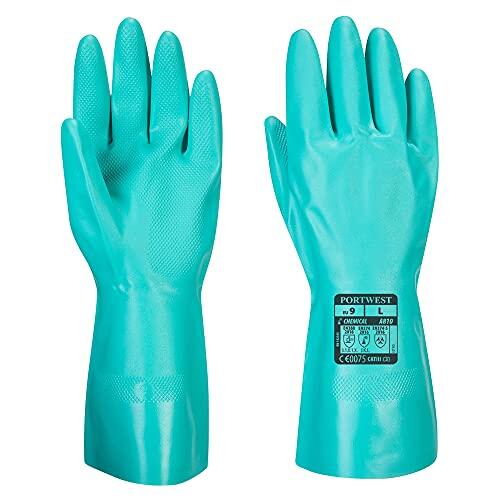 Portwest Guante Químico Nitrosafe, Tamaño: M, Color: Verde, A810GNRM