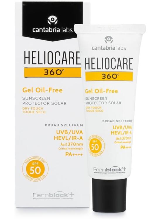 Cantabria Labs - Heliocare 360º Gel Oil-Free SPF 50-50ml - Gel - Piel Grasa o con tendencia acnéica - Protección Solar Avanzada Antioxidante