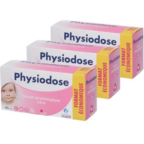 PHYSIODOSE Suero Fisiológico Monodosis Bebé – Pack de 3 Cajas con 40 Unidosis de 5 ml – Para Lavado Nasal, Ocular y Limpieza de Heridas, Estéril y Sin Conservantes