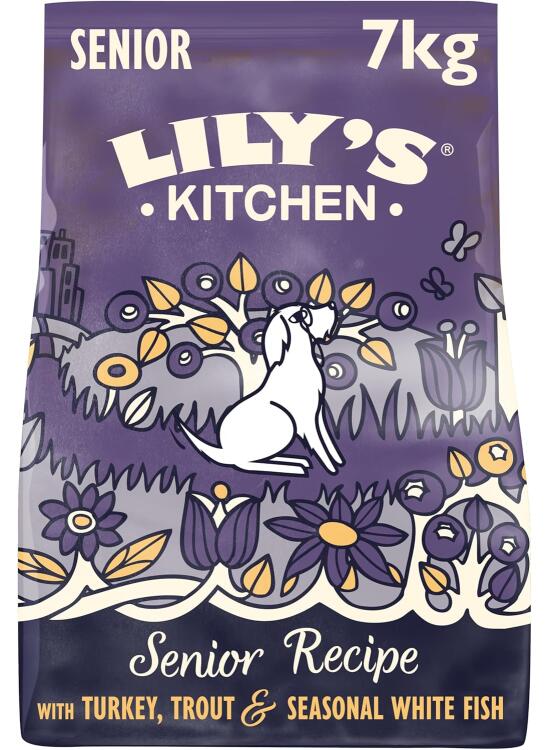 Lily's Kitchen Completo Pienso Seco para Perros Senior mayores de 8+, con Pavo y Trucha, 7 kg