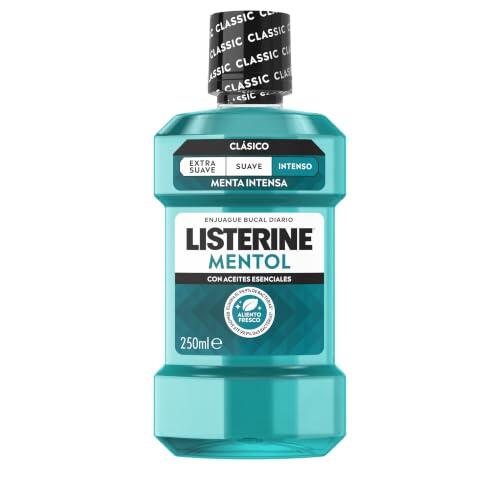 Listerine Mentol Enjuague Bucal Sabor Menta Intensa, 250 ml | Colutorio encías, Para un aliento fresco duradero, Protección completa para tu salud oral diaria, Para uso diario