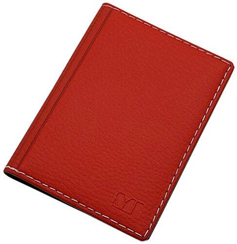 myledershop Elegante Tarjetero para documento de Identidad y Tarjeta de crédito diseños (Diseño 2 / Rojo)