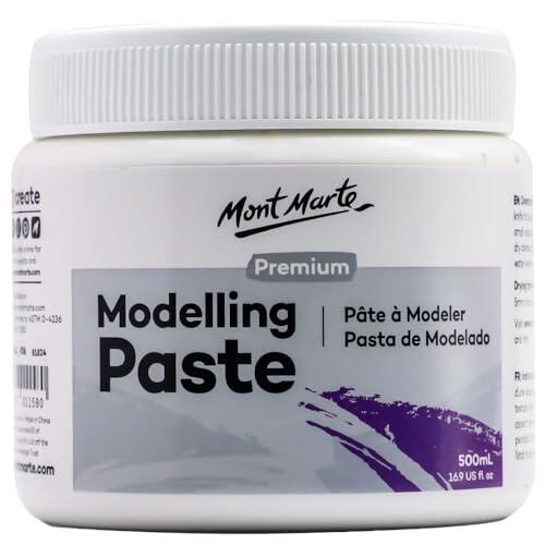 Mont Marte Pasta de Modelar 500ml – Blanca – Ideal para efectos 3D – Para Pintura Acrílica y Pintura al Óleo – Pasta Relieve Manualidades para Lienzos