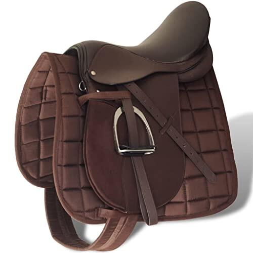 vidaXL Set de Montura de Caballo de 17.5" y Cuero marrón 18 cm, 5 en 1