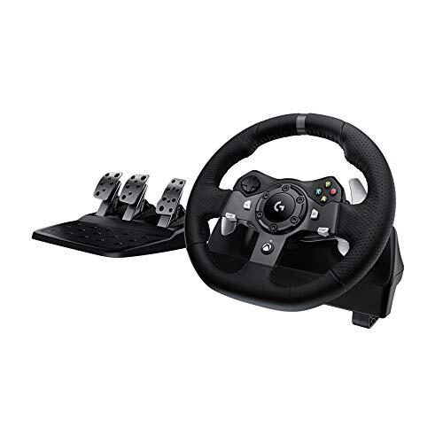 Logitech G G920 Driving Force Racing Wheel and Floor Pedals, Force Feedback auténtico, palancas de cambio de acero inoxidable, volante recubierto para Xbox Series X|S, Xbox One, PC, Mac - Negro