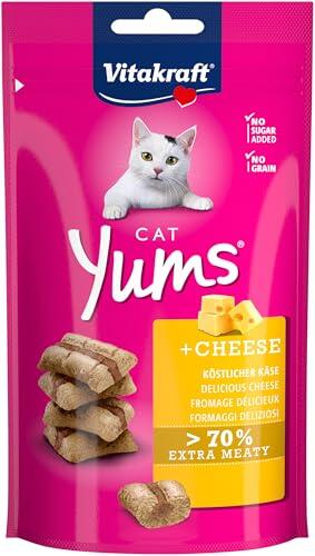 Vitakraft Cat Yums, snack blando gatos, relleno queso (1x 40g) | golosina cárnica gatos, jugosa al morder, cocinada suavemente al horno, sin cereales ni soja, receta sin azúcar