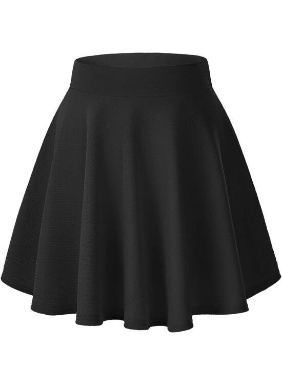 Urban Coco Women's Basic Solid Stretchy Flared Casual Mini Skater Skirt