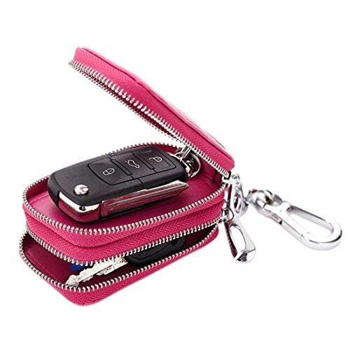 Esdrem Funda Unisex de piel con cremallera para llaves de coche rosa hot pink
