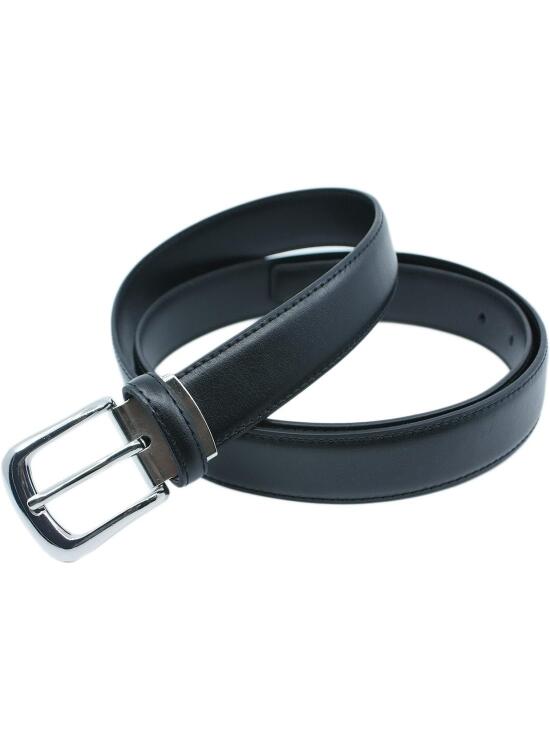 Cinturón de piel de vaca (3 cm, ajustable, 120 cm), color plateado