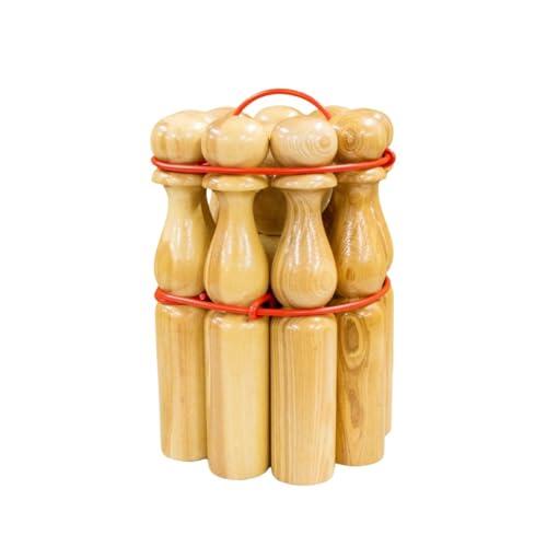 GICO Juego de Conos de Bolos de Madera para niños y Adultos, diversión en Interiores y Exteriores, con Productos de Calidad de Madera Maciza, 24 cm – 3018