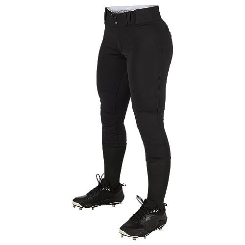 Champro Tournament - Pantalón Tradicional de sófbol de poliéster para Mujer, Tiro bajo, Talla M, Negro