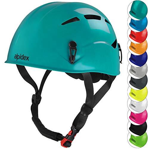 ALPIDEX Casco de Escalada Universal para jóvenes y Adultos EN 12492 Casco ferrata en Muchos Colores, Color:Turquoise Green
