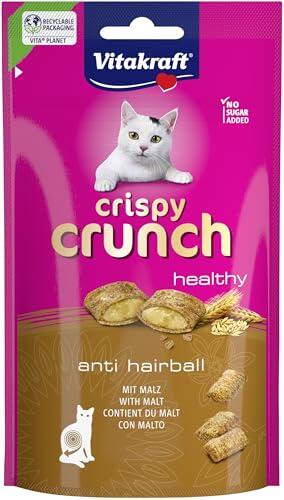Vitakraft Crispy Crunch Classic, snack gatos, malta (1x 60g) | golosina crujiente gatos, almohadilla cereal relleno cremoso, previene bolas pelo, receta sin azúcar, para mimar o premiar
