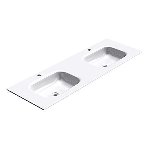 doporro Lavabo empotrado/encastrado de diseño Colossum04 de 120cm de mármol mineral fundido, Lavabo doble