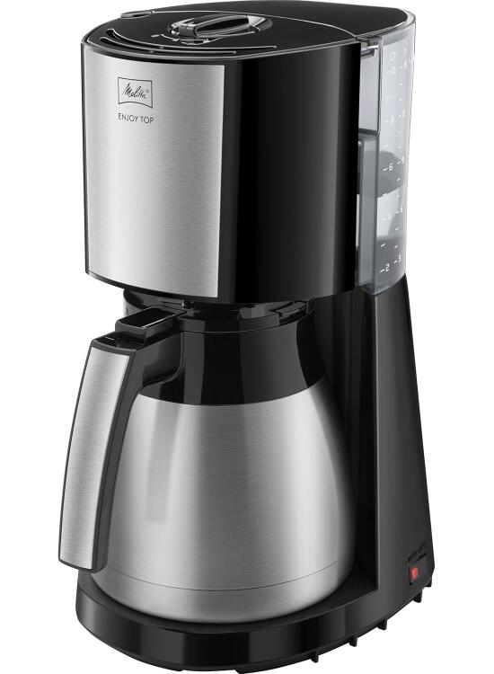 Melitta Enjoy Top Therm, 1017-08 - Cafetera de goteo con jarra térmica y tapa Easy Click, cafetera de filtro con portafiltros pivotante, máquina de café para hasta 10 tazas, 1,25 L, negro