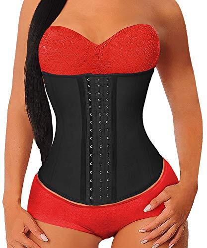 YIANNA Mujer Fajas Reductoras Moldeadora Waist Trainer Corset Reductor Cinturilla Abdomen Faja Colombiana Corsé Negro, U37G Size M
