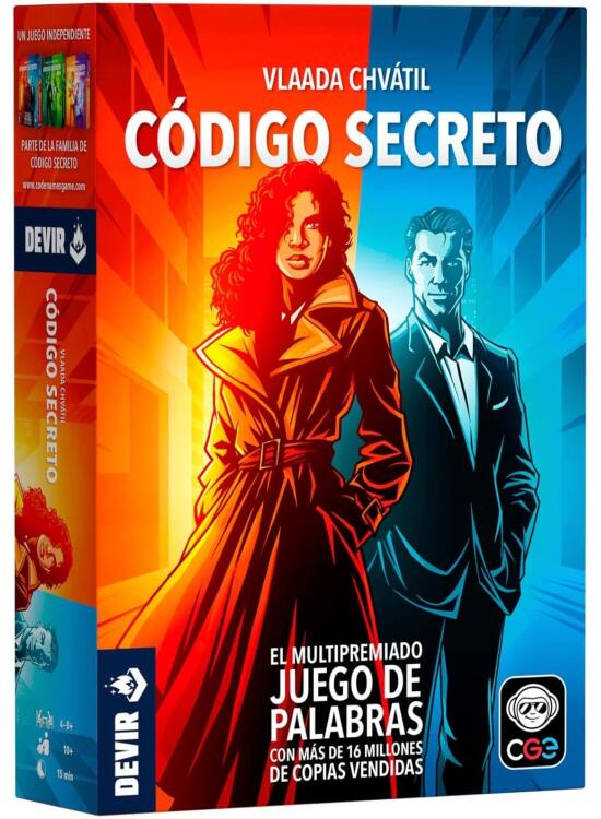 Devir - Código Secreto, Juego de Mesa de Espías y Palabras por Equipos, Estrategia y Deducción, para 2-8 Jugadores, a Partir de 8 Años, Portada 2025 (BGCOSE)