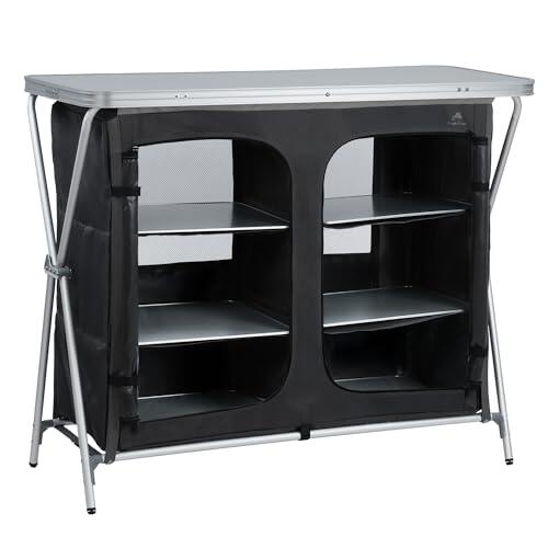 CampFeuer Armario de camping plegable | 110 cm x 47 cm x 90 cm | Cocina de camping con 2 aberturas con cremallera | Estantería de camping con estructura de aluminio, armario de camping plegable,