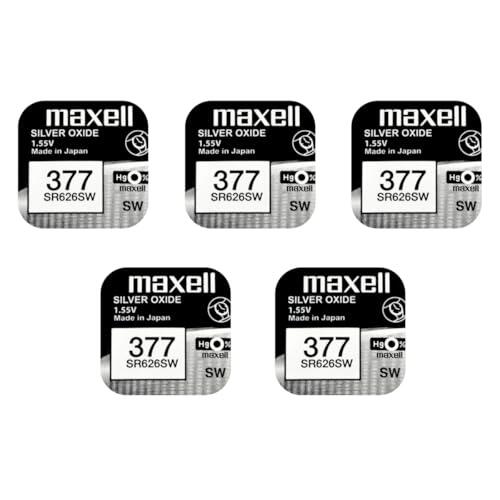 5 x Maxell SR626SW SR626 AG4 377 1.55v Watch Batteries by Maxell