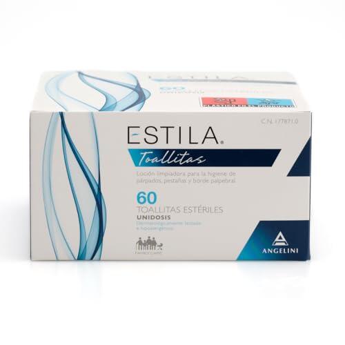 Estila Toallitas oftálmicas - Loción limpiadora para la higiene de párpados, pestañas y borde palpebral - Toallitas desmaquillantes con Aloe vera y Hamamelis - 60 toallitas estériles unidosis