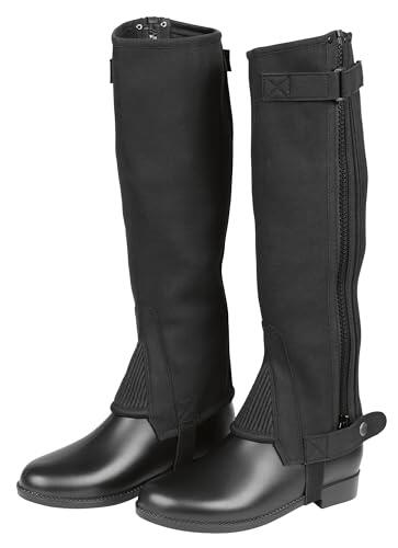 Covalliero Polainas ClassicStretch, zapatos de montar, se venden por pares, negro, talla 134, altura 33 cm, piel sintética, para niños, cremallera, lavable a máquina