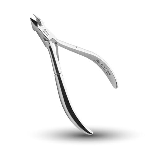 Rui Smiths Alicates Profesionales para Cutículas de Acero al Carbono para Usuarios Domésticos, Mango Francés, Único Resorte, Mandíbula de 6 mm (Full Jaw)