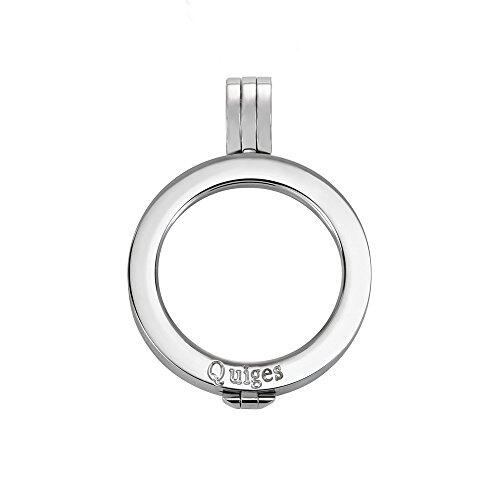 Quiges Mujer Colgante de Moneda Intercambiable 25mm Acero Inoxidable Plateado