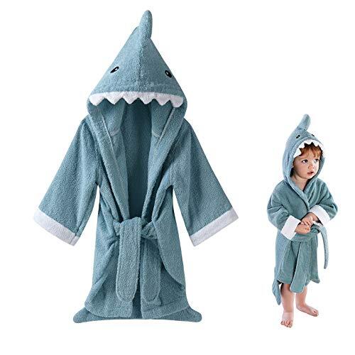 URAQT Toalla de Bebé con Capucha, Toallas de Baño para Niños Pequeños, Azul | Toalla de Baño Suaves y Absorbentes, con Sombrero y Cinturón Ajustable, Lavable, Animales Lindos, Regalo Bebe Recien Nacido