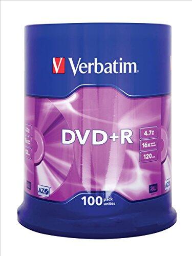 Verbatim 43551 - DVD+R vírgenes (100 unidades, 4.7 GB, 16x) Multicolor