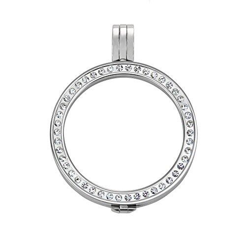 Quiges Mujer Colgante de Moneda Intercambiable 33mm Acero Inoxidable Plateado con Zirconia