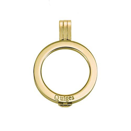 Quiges Mujer Colgante de Moneda Intercambiable 25mm Acero Inoxidable Chapado en Oro