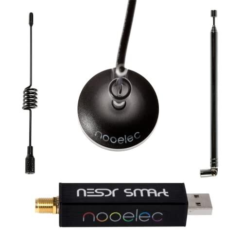 Paquete Nooelec RTL-SDR v5 - NESDR SMArt HF/VHF/UHF (100kHz-1.75GHz) Radio Definida por Software. RTLSDR Premium con TCXO 0,5PPM, SMA, Carcasa de Aluminio, 3 antenas. Radio Basada en RTL2832U y R820T2