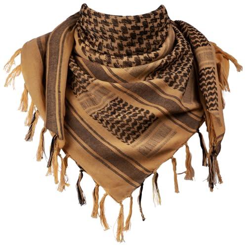 FREE SOLDIER Bufanda Militar Shemagh Tactical Desert Keffiyeh Bufanda de Cuello con Cabeza Bufanda árabe con Borla 43x43 Pulgadas,Marrón