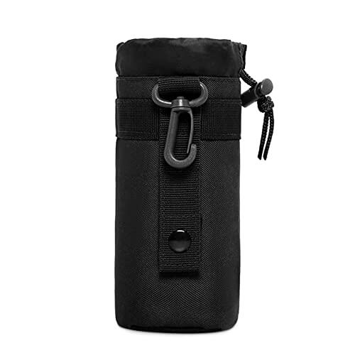 HUNTVP Táctical Soporte/Portador de Botella de Agua al Aire Libre Portabotella Estilo Militar Ejércita Bolsa Impermeable para Correr, Senderismo,Ciclismo,550ml Negro