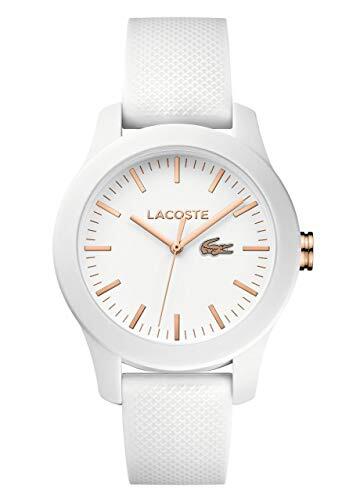 Lacoste Reloj Analógico de Cuarzo para Mujer Colección LACOSTE.12.12 con Correa de Silicona Blanca - 2000960