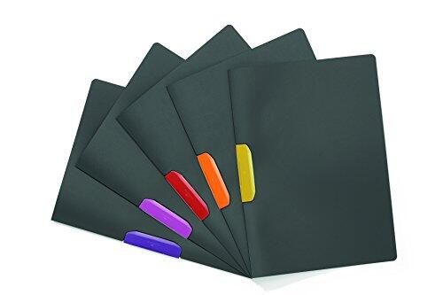 Durable 230400 carpeta de pinzas Duraswing Color para 30 hojas DIN A4, bolsa de 5 piezas, antracita con pinza de color
