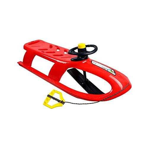 Prosperplast Control, Trineo Alto Con Pala Direccionable Por Volante Deslizadores De Acero Y Cuerda Modelo Bullet C Juventud Unisex, Rosso (Red), 102.5x40x45 Cm