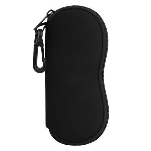 MoKo Funda de Gafas Ultra Ligera de Neopreno, Bolsa Almacenaje de Anteojos Suave con Cremallera y Mosquetón, Organizador de Gafas Ideal para Almacenar Gafas Lápices Tarjetas Cambio, Negro