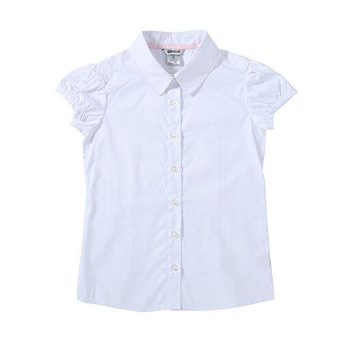 Bienzoe Niña Uniformes Escolares Oxford Manga Corta Blusa Blanco M